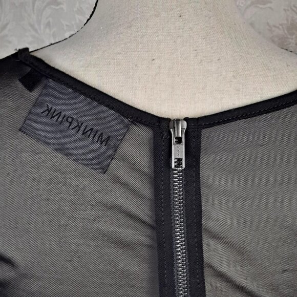 MinkPink Size Small Black BodyCon Dress Mixed Materials Sheer/Velvet/Studded - Picture 11 of 15